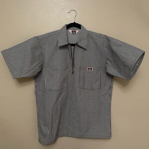 Ben Davis Striped Zip Work Shirt (Size M